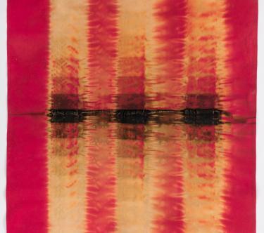 Tableau abstrait aux couleurs rouge et jaune dominantes