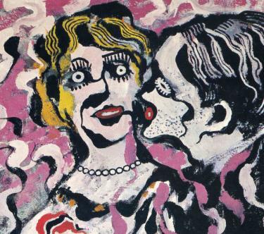 Détail d'un tableau de Francis Picabia représentant un couple de manière surréaliste.